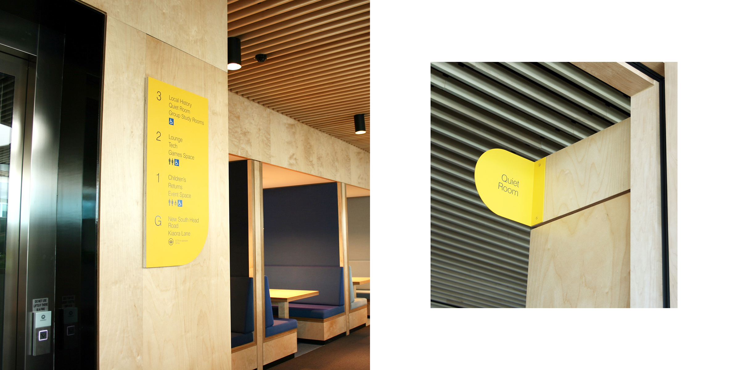 Wayfinding elements in lobby