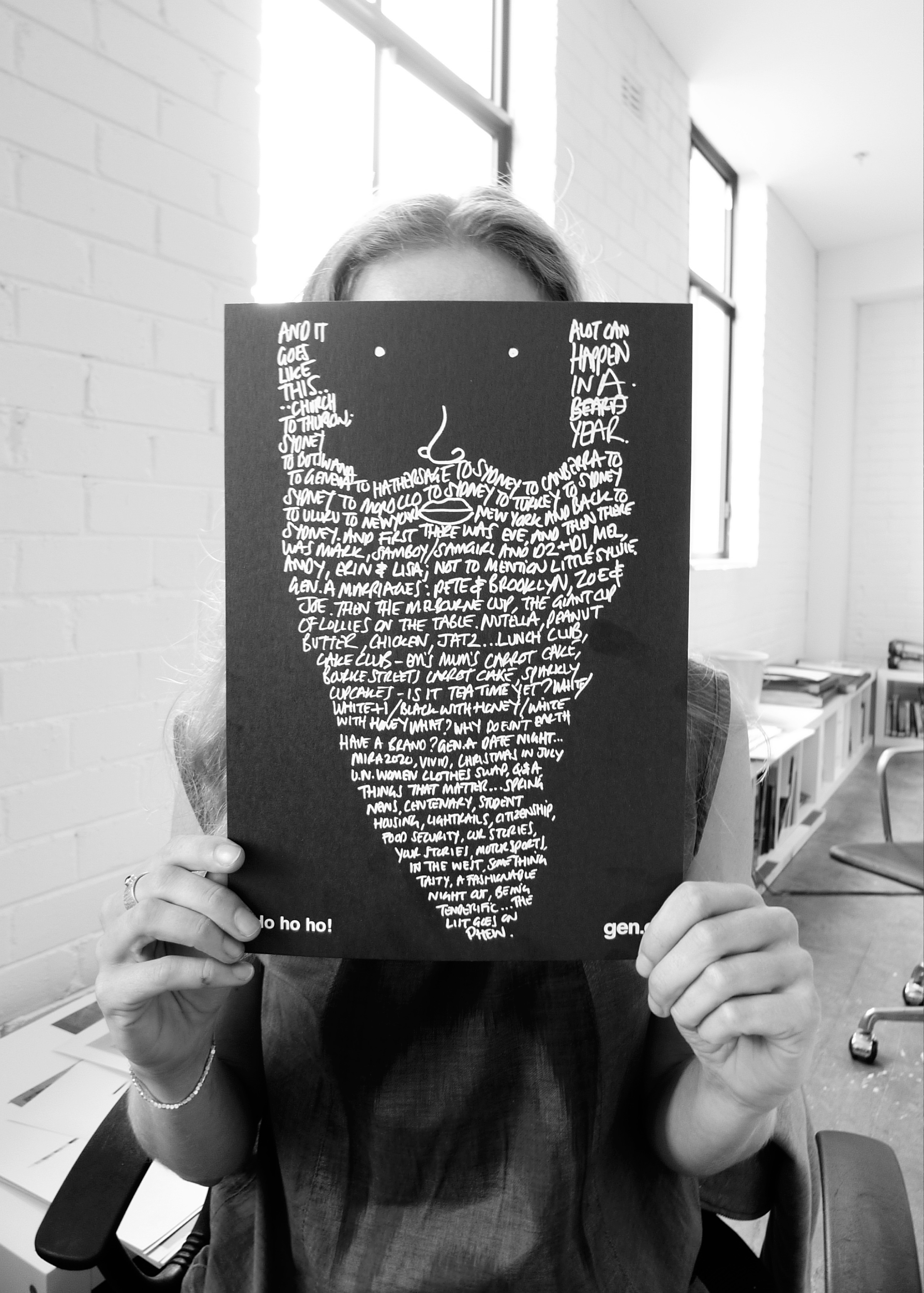 Ruth holding the card